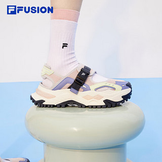 FILA FUSION斐乐潮牌女鞋硬糖凉鞋2024夏休闲厚底鞋运动鞋 烟玫瑰粉/蓝冰-RB 37.5