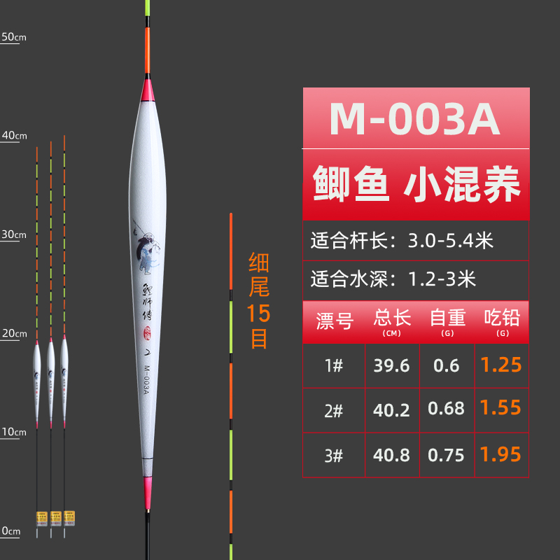 池海鲤师傅鱼漂醒目系列浮标纳米漂钓鱼渔具 M-003A细尾 3号一支