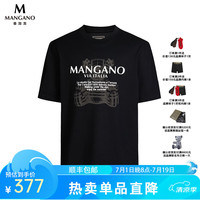 MANGANO【轻奢衣服】曼加龙男装春夏短袖T恤小熊图案潮流百搭 黑色 50(175/96A)