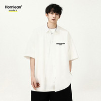 Homlean衬衫男春夏季宽松百搭透气潮流短袖薄款情侣上衣H0026