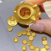 LFDOSG老凤凰黄金小金猪存金罐999足金本命年生肖猪摆件存钱罐攒金豆罐 黄金金豆1粒