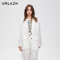 URLAZH2024春季简约白色通勤休闲宽松西装外套女 本白 155/XS