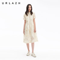 URLAZH2024夏季山茶花新中式小立领旗袍连衣裙女 米白 155/XS
