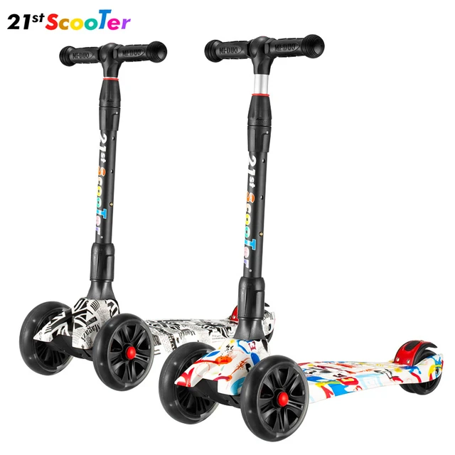 21st scooter儿童滑板车折叠踏板车女男孩滑滑车涂鸦四轮3-6-12岁