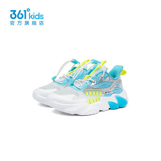 361°男童鞋儿童运动鞋夏季网面透气小童休闲鞋子 361度白/天青蓝色/银色 29