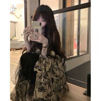 凯安尼(KAIANNI)赫本风复古碎花吊带连衣裙女夏季2024法式气质收腰长裙子 图片色 2XL 【130-145斤】