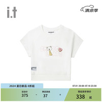 :CHOCOOLATE  it 男女同款合身短袖T恤2024夏季青春活力露脐上衣 WHX/白色 S