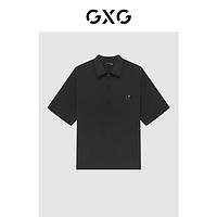GXG男装  黑色中阔短袖衬衫 23年夏季 黑色 185/XXL