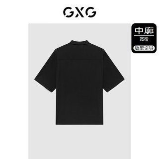 GXG男装  黑色中阔短袖衬衫 23年夏季 黑色 165/S