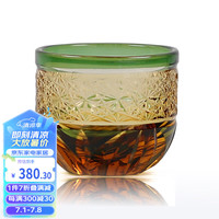 SUSHI CERAMICS日式江户切子手工雕刻水晶玻璃清酒杯小酒杯洋酒杯琥珀绿火菊60ml