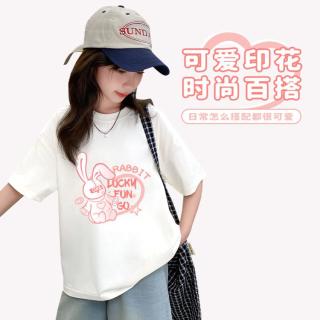 2024夏季女童甜美短袖舒适T恤百搭休闲上衣中大童装