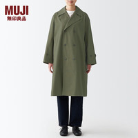 无印良品 無印良品 MUJI 男女通用 不易沾水 宽版双排扣大衣 无性别 男款女款 BDE15C2S 烟熏绿色 L-XL
