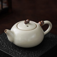 琦轩源黄汝窑茶具单品家用高档功夫茶壶办公室轻奢会客泡茶壶用具 米黄汝窑故里吉祥壶