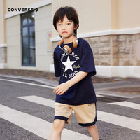 匡威(Converse)儿童套装男童T恤短袖短裤2024夏季薄款女童夏装中大童运动2件套 G139藏青蓝 150/72(M)