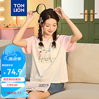 唐狮 TONLION2024女插肩袖连帽半袖卫衣TB 淡粉 M