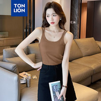 唐狮 TONLION2024女圆领净色坑坑条吊带背心简约百搭WP 浅桃粉 S