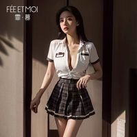 情趣jk制服学院风套装百褶裙内衣女级污度诱惑夫妻刺激性感诱惑短裙角色扮演高端cos服床上日系战袍 JK制服【领带+上衣+校牌+百褶裙+T裤】 体重【80-125斤】