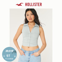 HOLLISTER24夏季美式辣妹修身无袖Polo衫T恤 女 KI339-4060 浅灰色 XS(160/84A)