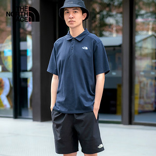 北面POLO衫男(TNF)TheNorthFace户外运动翻领T恤春夏修身短袖商务休闲半袖 5B46 RG1/蓝色 S/165  5B46-RG1/蓝色