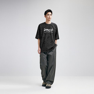 【ZOLA联名】太平鸟男装T恤夏季潮流满印短袖宽松休闲时尚 黑色第一批（阔型）