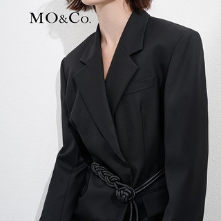 MO&Co.【中式】盘扣腰带设计感西装连衣裙气质高端裙子女 黑色 XS/155