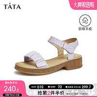 他她（TATA）简约一字带凉鞋女软底舒适厚底凉鞋夏季YBF01BL3 紫色 38