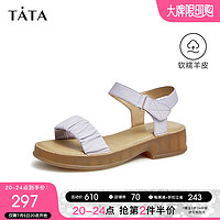 他她（TATA）简约一字带凉鞋女软底舒适厚底凉鞋夏季YBF01BL3 紫色 35