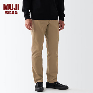 无印良品 MUJI 男式 横竖弹力丝光斜纹 修身裤 AEF06A2A 米色 79