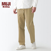 无印良品 MUJI 男式横竖弹力丝光斜纹直筒裤男士长裤子男款休闲裤AEF04A2S 米色 85 185/84A