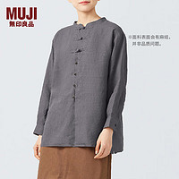 无印良品（MUJI）女式 麻盘扣衬衫 新中式女士汉麻衬衣外套内搭长袖上衣 中灰色 M  160/84A M 160/84A