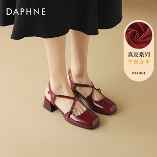 达芙妮（DAPHNE）包头凉鞋女外穿2024夏季温柔小香风玛丽珍女凉鞋法式小皮鞋 红色 37