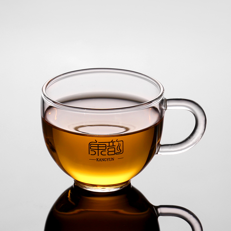 康韵（KANGYUN）玻璃茶具杯品茗杯带把主人杯单杯耐热玻璃小茶杯功夫茶杯个人杯 02 手把杯（单杯）