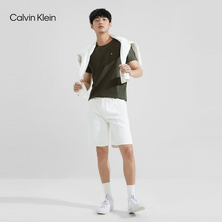 Calvin Klein Jeans【明星同款】夏季男ck刺绣方标休闲纯棉圆领短袖T恤J324899 LLP-田螺绿 XS