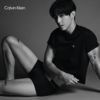 Calvin Klein Jeans【明星同款】夏季男ck刺绣方标休闲纯棉圆领短袖T恤J324899 BEH-太空黑 S