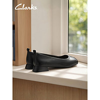 Clarks 其乐 轻舞系列 女士羊皮花瓣乐福方头平底小皮鞋 261807204 黑色 37.5