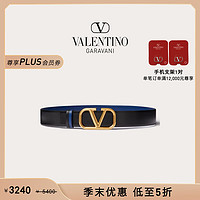 华伦天奴VALENTINO男士VLOGO SIGNATURE可双面佩戴小牛皮腰带 黑色 090