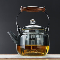 美斯尼  煮茶器玻璃蒸煮一体茶壶墨色玻璃蒸茶器提梁壶泡茶壶功夫茶具 星点提梁壶
