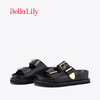 Bella Lily2024春季黑色外穿拖鞋女增高时尚凉拖小个子沙滩鞋 黑色 35