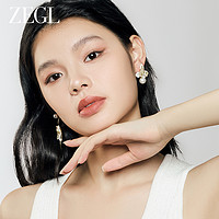 ZENGLIU ZEGL设计师初夏物语系列花朵人造珍珠耳环女小众耳钉不对称耳饰品