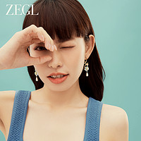 ZENGLIU ZEGL设计师秘密花园系列长款人造珍珠耳环女小众花朵耳钉银针耳饰