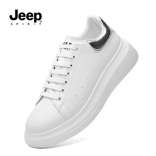 JEEP SPIRIT 吉普品牌小白鞋透气板鞋运动休闲鞋男鞋2024夏季新款百搭时尚麦昆 白银 42