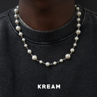 KREAM 原创 S925银 拼接天然贝珠珍珠项链男嘻哈女同款百搭 钢针