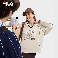 FILA 斐乐 男女同款情侣卫衣2024秋季新款宽松针织V领显瘦运动上衣