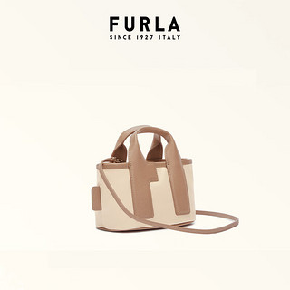 芙拉（FURLA）FURLA芙拉PIUMA尼龙织物女士迷你轻便托特包 裸色+粉色+灰褐色