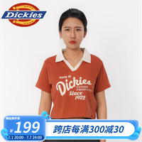 dickies Polo恤 女式短款 前胸印花舒适翻领短袖Polo恤 DK0A87CZ 赤褐色 L