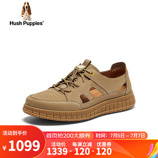 暇步士（Hush Puppies）皮凉鞋男士包头涉水户外休闲沙滩鞋B6W04BK4 卡其色 41