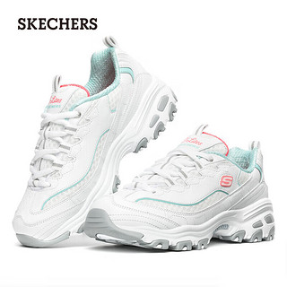 斯凯奇（SKECHERS）春夏女鞋小白熊老爹鞋厚底增高休闲鞋透气运动鞋99999863-WLB 白色/浅蓝色 37尺码偏大半码,选小半码