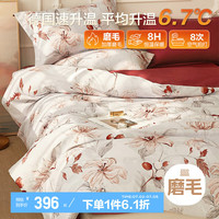 博洋（BEYOND）博洋家纺全棉磨毛四件套100%纯棉秋冬加厚套件保暖被套床单枕套 【加厚双面磨毛】花间私语 三件套1.2米床（被套150*210cm）