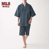 無印良品 MUJI 無印良品 男式 染色编织 和服式夏季短装 FBG60C2S 男士家居服 睡衣 深藏青色