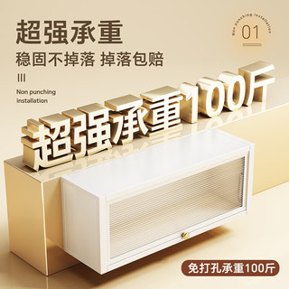 帅仕厨房吊柜下置物架上翻柜壁挂免打孔调料架橱柜下挂架调味品收纳柜 【静音翻盖柜门】102长22宽